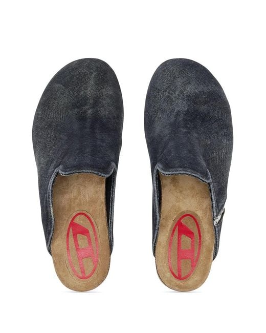 DIESEL Gray Woodstock Heeled Mules
