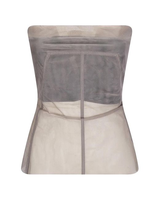 Rick Owens Gray Mesh Strapless Bustier