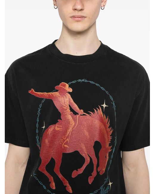 Melt Black Horse-Print T-Shirt for men