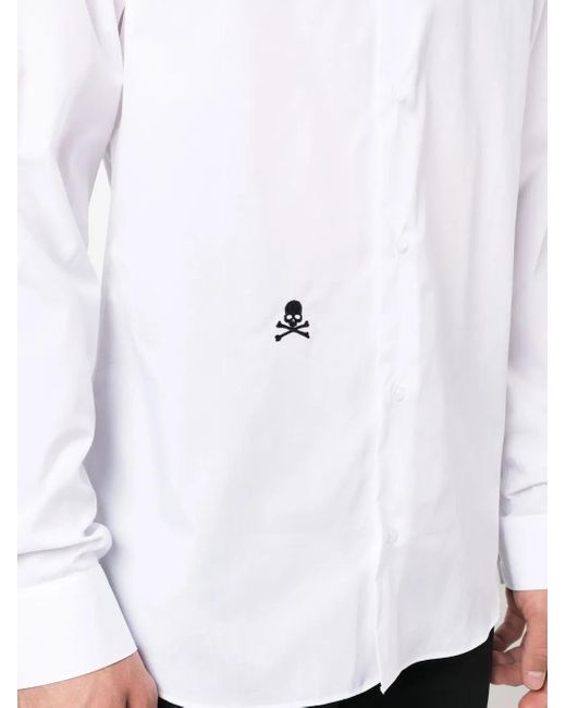 Philipp Plein White Shirt Sugar Daddy Cut Ls Skull for men
