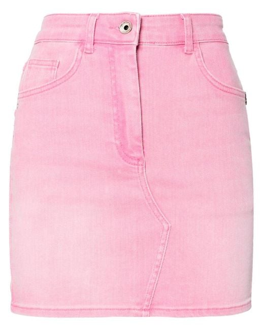 Minijupe en jean à taille mi-haute Patrizia Pepe en coloris Pink