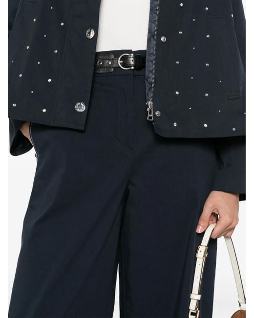 Maje Blue Cotton Trousers With Leather Belt