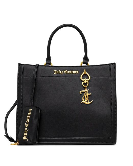Juicy Couture Black Lily Charm Satchel Tote Bag