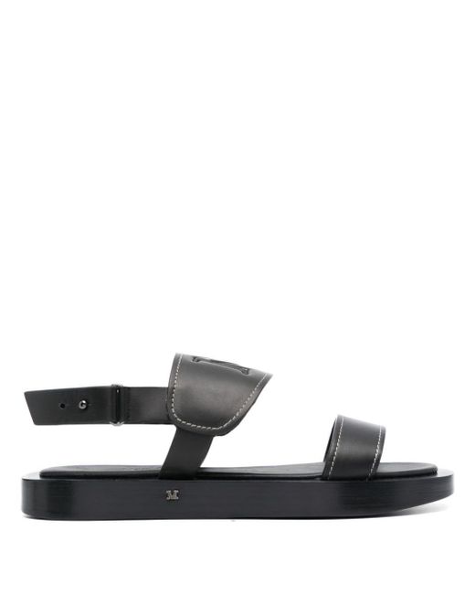 Max Mara Black Debossed-logo Leather Sandals