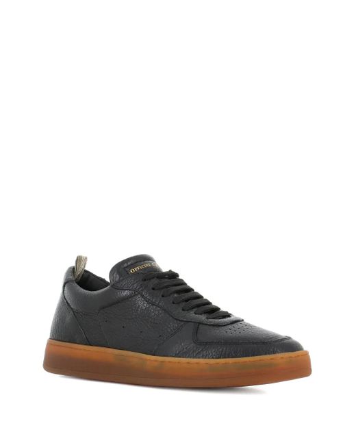 Officine Creative Black Leather Textured Sneakers for men