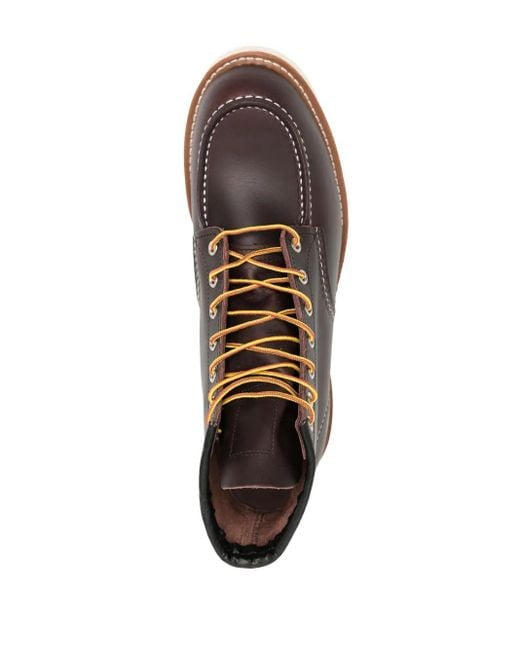 Red Wing Brown Classic Moc Leather Ankle Boots for men