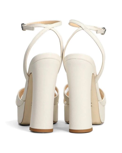Chantal White Crossover-Strap Platform Sandals