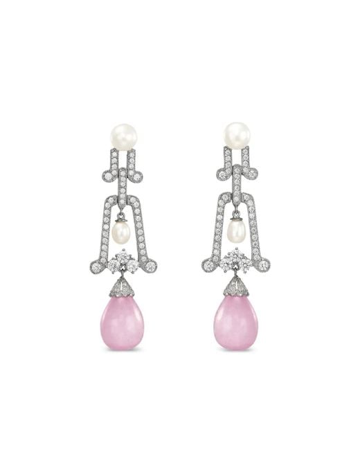 Anabela Chan White 14K And Rhodium Vermeil Moderne Multi-Stone Drop Earrings