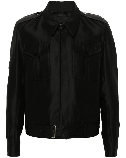 Tom Ford Black Button-Up Military Jacket for men