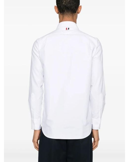 Thom Browne White Blanket-Stitch Degradé Shirt for men