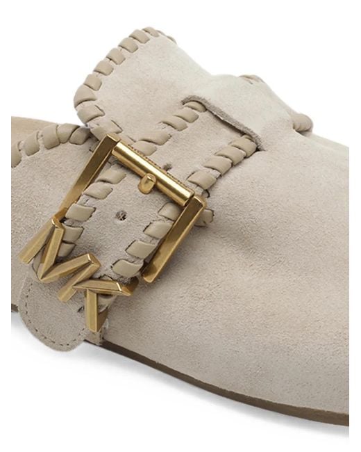 MICHAEL Michael Kors White Greer Buckle-Detail Mules