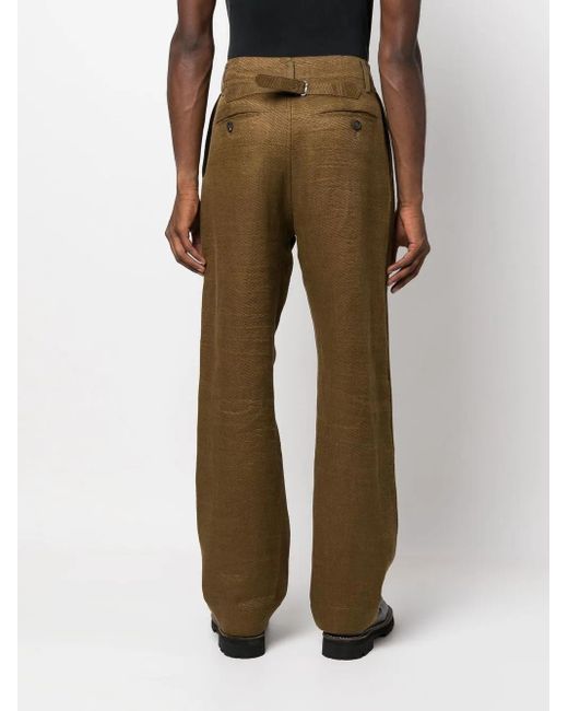 Ziggy Chen Natural Side-Stripe Straight-Leg Trousers for men