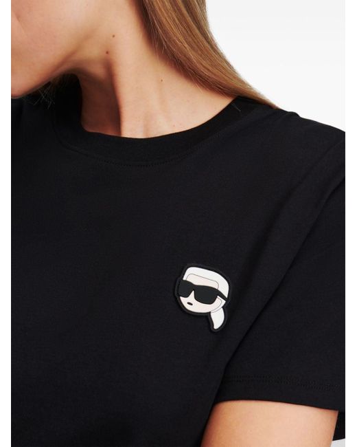 Karl Lagerfeld Black Ikonik 2.0 T-Shirt mit Logo-Patch