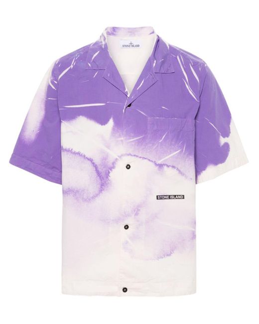Stone Island Purple Short Sleeve Printed Overshirt for men