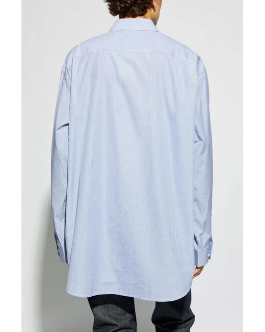 Helmut Lang Blue Striped Cotton Shirt for men