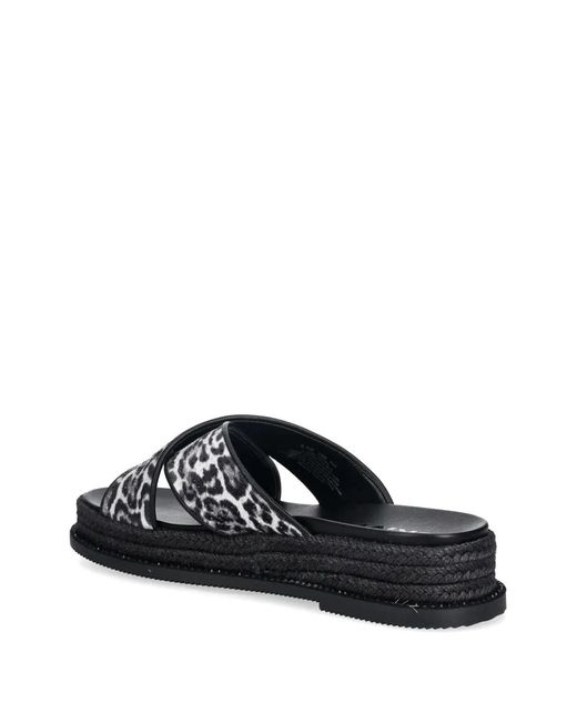 DKNY White Berries Cross-Strap Leopard-Print Slides