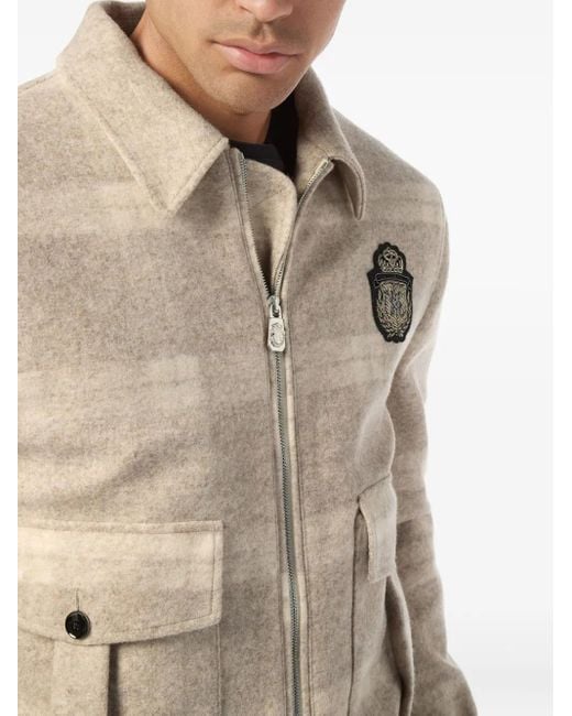 Billionaire Natural Check-Crest Bomber Jacket for men