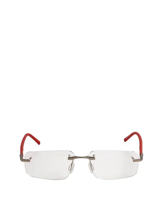 Tag Heuer White Rimless Rectangle-Frame Glasses