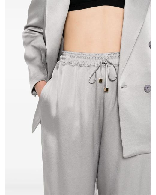 Elisabetta Franchi Gray Satin Tapered Trousers