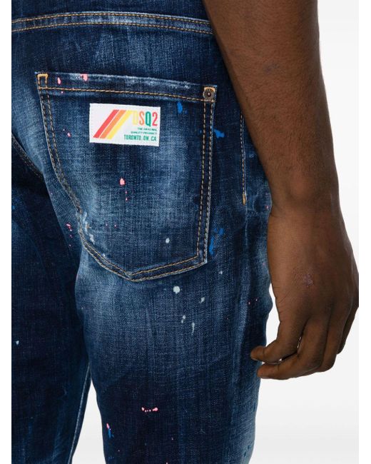 DSquared² Cool Guy Skinny-Jeans mit Farbklecksen in Blue für Herren