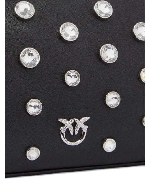 Borsa A Tracolla Con Cristalli E Catena di Pinko in Black
