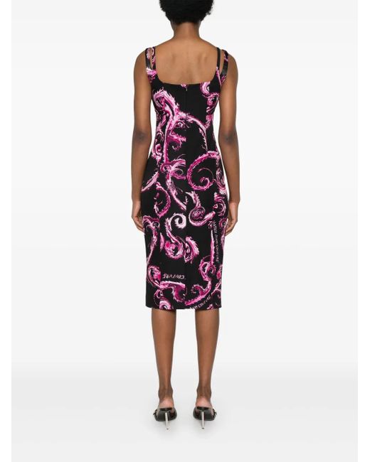 Versace Jeans Couture Purple Chromo Couture-Print Midi Dress