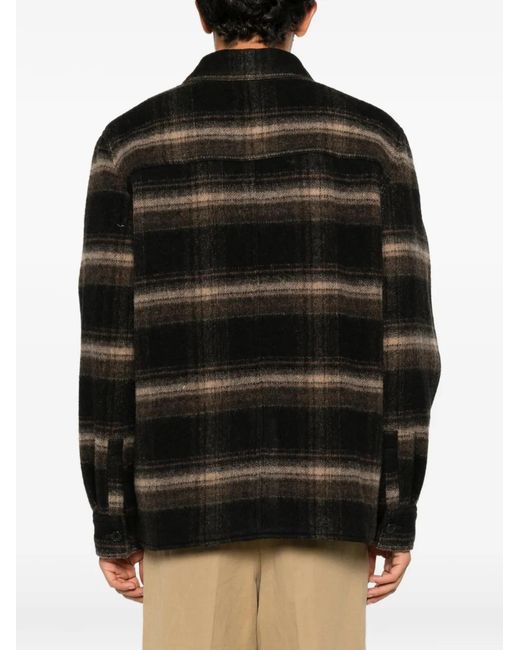 Isabel Marant Black Kervon Check-Pattern Shirt Jacket for men