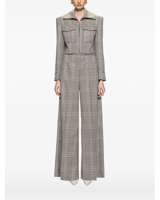 Nissa Gray Checked Cropped Jacket