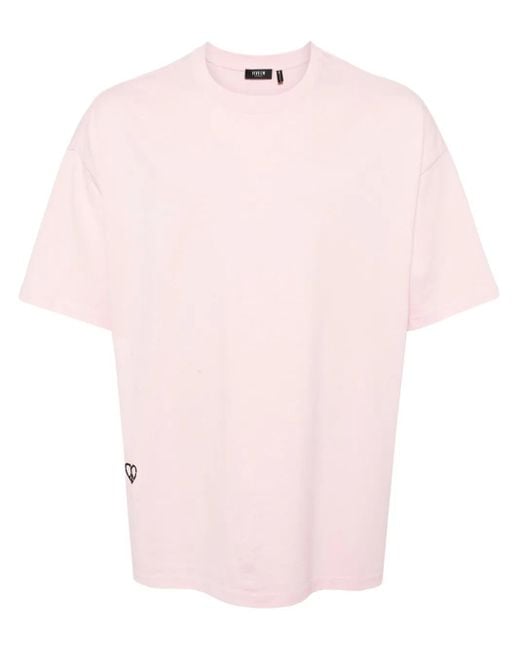 FIVE CM Pink Heart-Patch Cotton T-Shirt for men