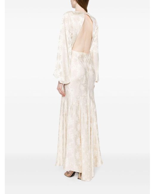Rixo White Rosabella Floral-jacquard Silk Gown