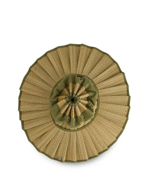 Lorna Murray Green Capri Pleated Grass-Fibre Sun Hat