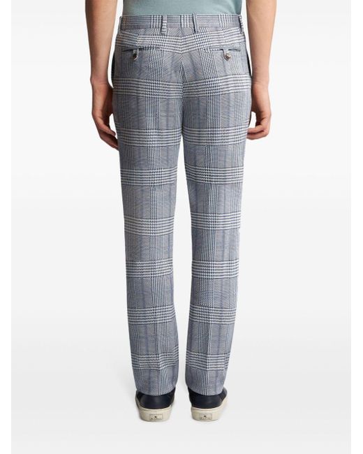Etro Blue Tailored Checked Trousers for men