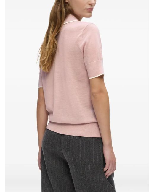 Karl Lagerfeld Pink Merino-Wool Polo Shirt