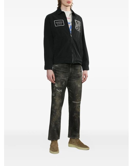 Neighborhood Black Logo-Patch Zip-Fastening Jacket for men