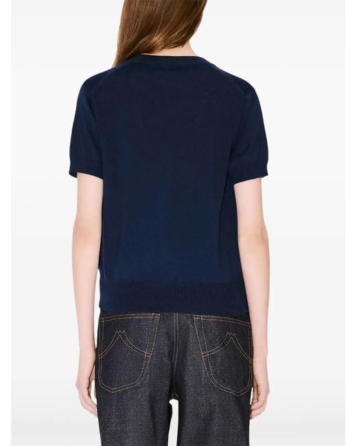 KENZO Blue Flower-Badge Short-Sleeve T-Shirt