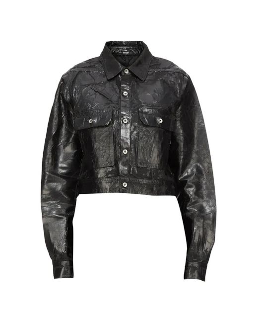 Rick Owens Black Cape Sleeve Cropped Outershirt