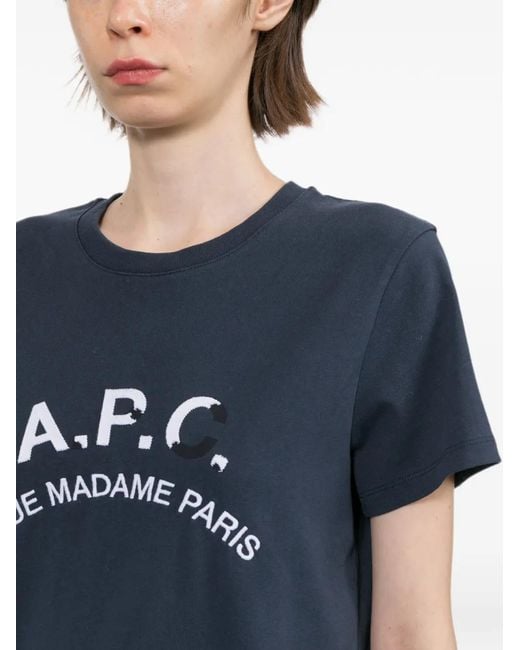 A.P.C. Blue Logo-Embroidered T-Shirt