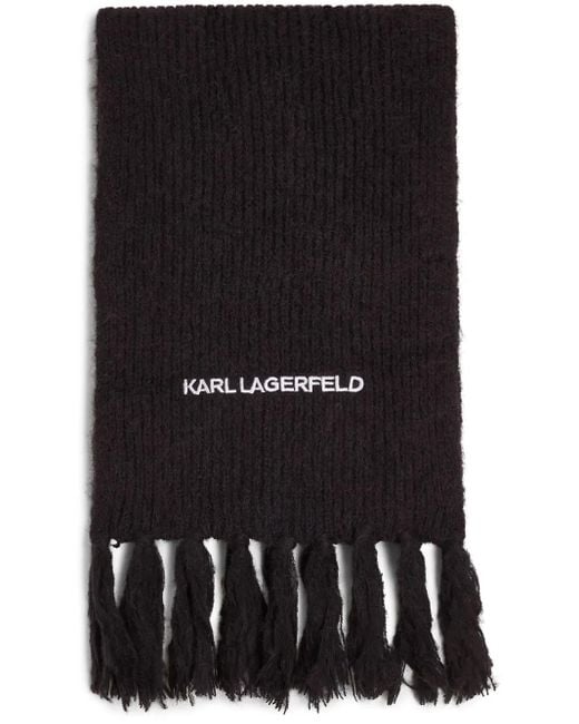 Karl Lagerfeld Black Essential Knitted Scarf