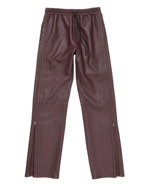 Acne Purple Drawstring Leather Trousers for men
