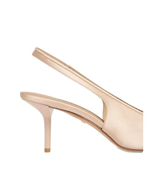 Max Mara Natural Satin-Finish Slingback Pumps