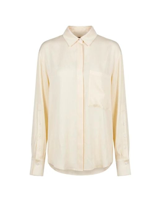 Moorer White Button-Sleeve Chest-Pocket Shirt