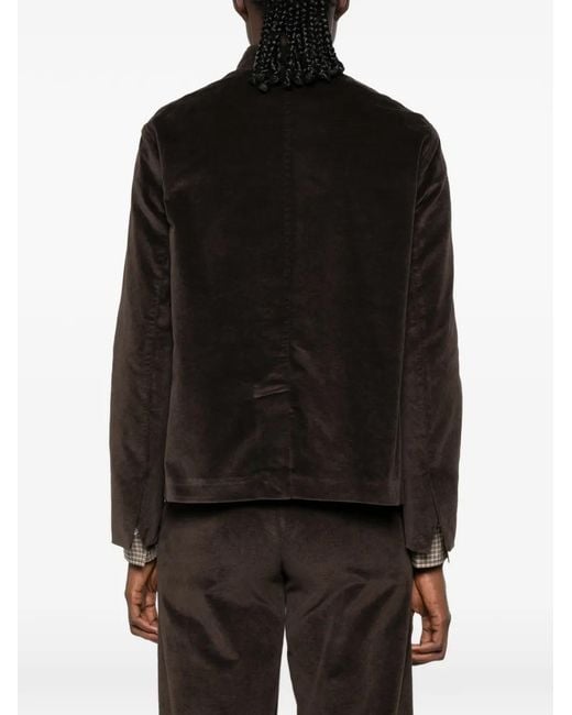 19.61 MILANO Black Velvet Mandarin-Collar Jacket
