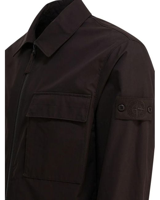 メンズ Stone Island ジップアップ シャツジャケット Black