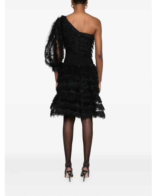 Gemy Maalouf Black Einschultriges Kleid Mit Rüschen