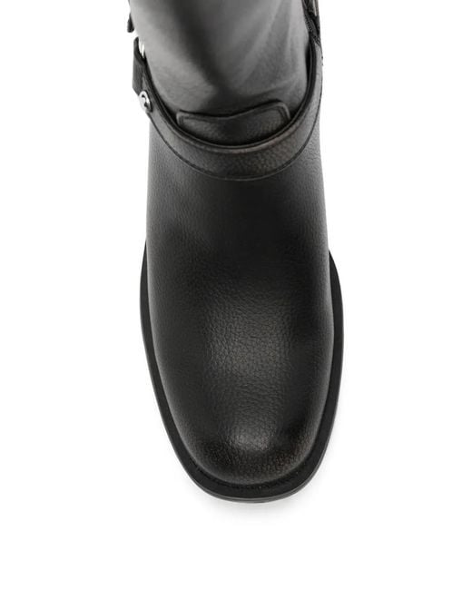 Guess Black Buckle-Detail Leather Knee-High Boots