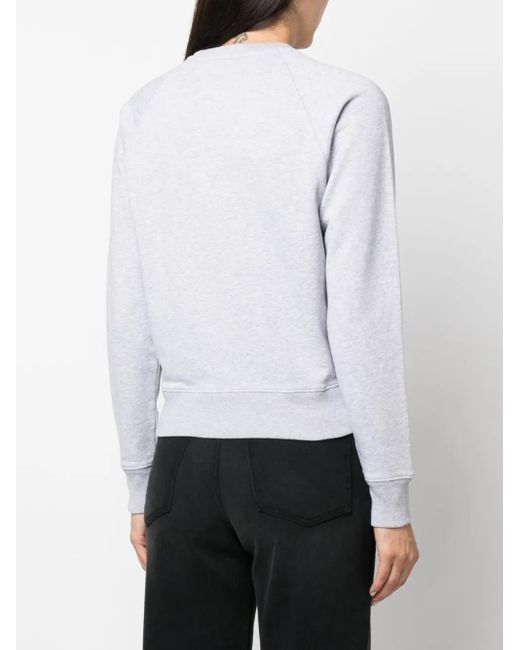 Maison Kitsuné White Fox-Motif Mélange-Effect Cotton Jumper