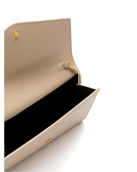 Bolso De Mano Tipo Sobre Con Logo Saint Laurent de color Natural