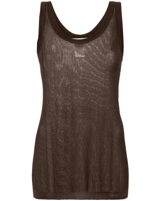 Lemaire Brown Ribbed Trim Tank Top
