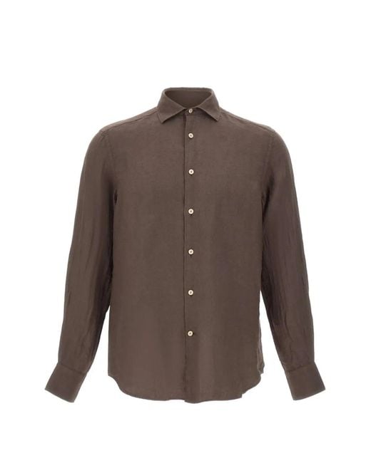 Mc2 Saint Barth Brown Pamplona Button-Down Linen Shirt for men