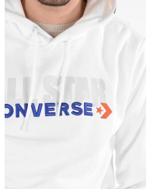 Converse White All Star Logo-Print Hoodie for men